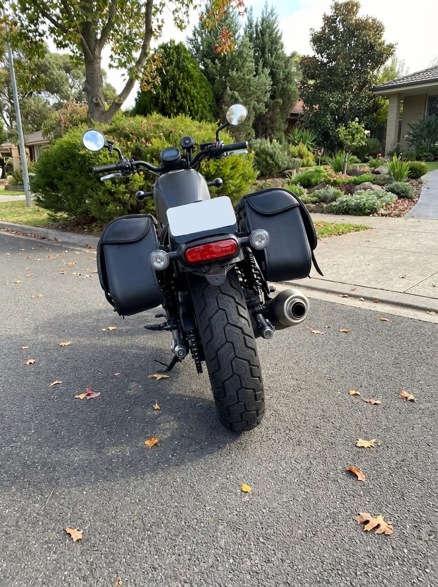 Customer photo review of 25L - SpiritBlade Large Honda Rebel 300/ABS CMX300 Leather Motorcycle Saddlebags