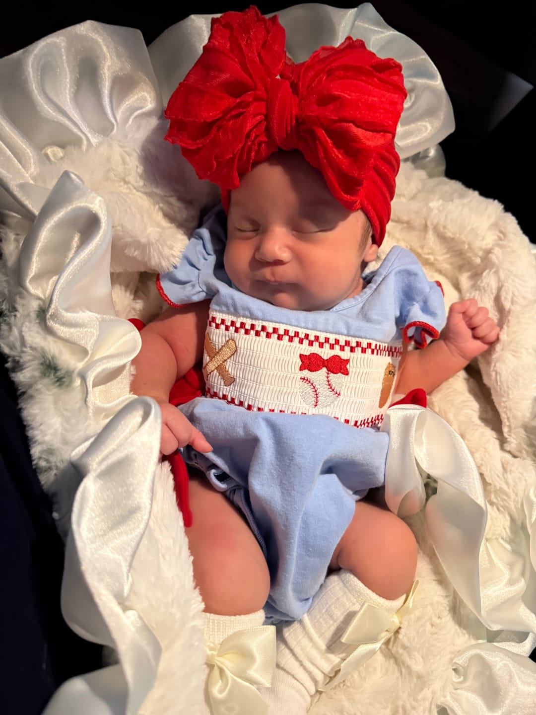 Customer photo review of Ruffled Headband-Bright Red
