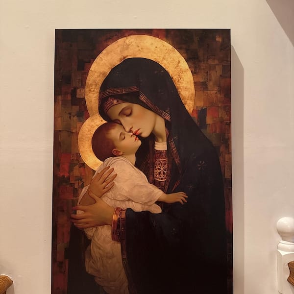Customer photo review of Mother of Mercy Canvas Wall Art, Virgin Mary and Christ Child, Catholic Religious Home Decor