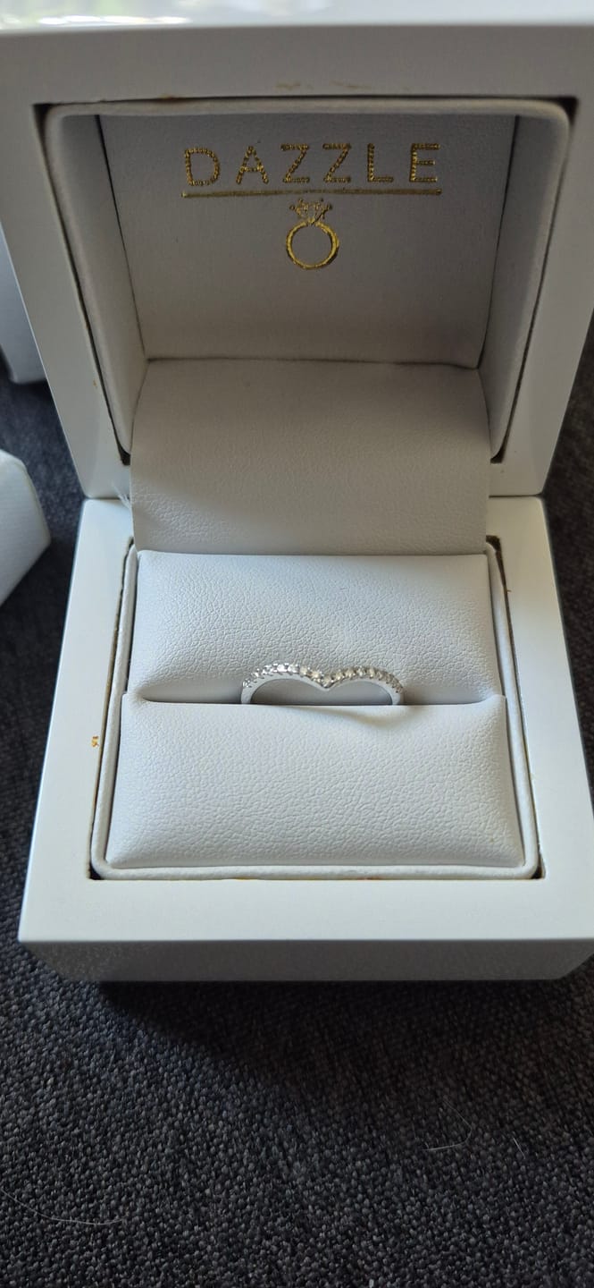 Customer photo review of White Gold Wishbone Moissanite Dazzle Ring