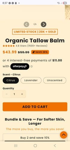Customer photo review of Organic Tallow Balm