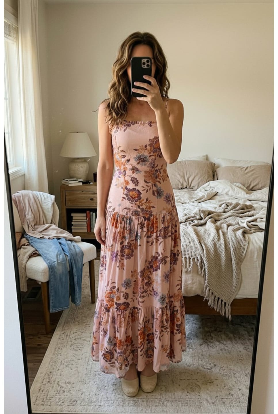 Customer photo review of Maia Laced Back Floral Maxi Dress