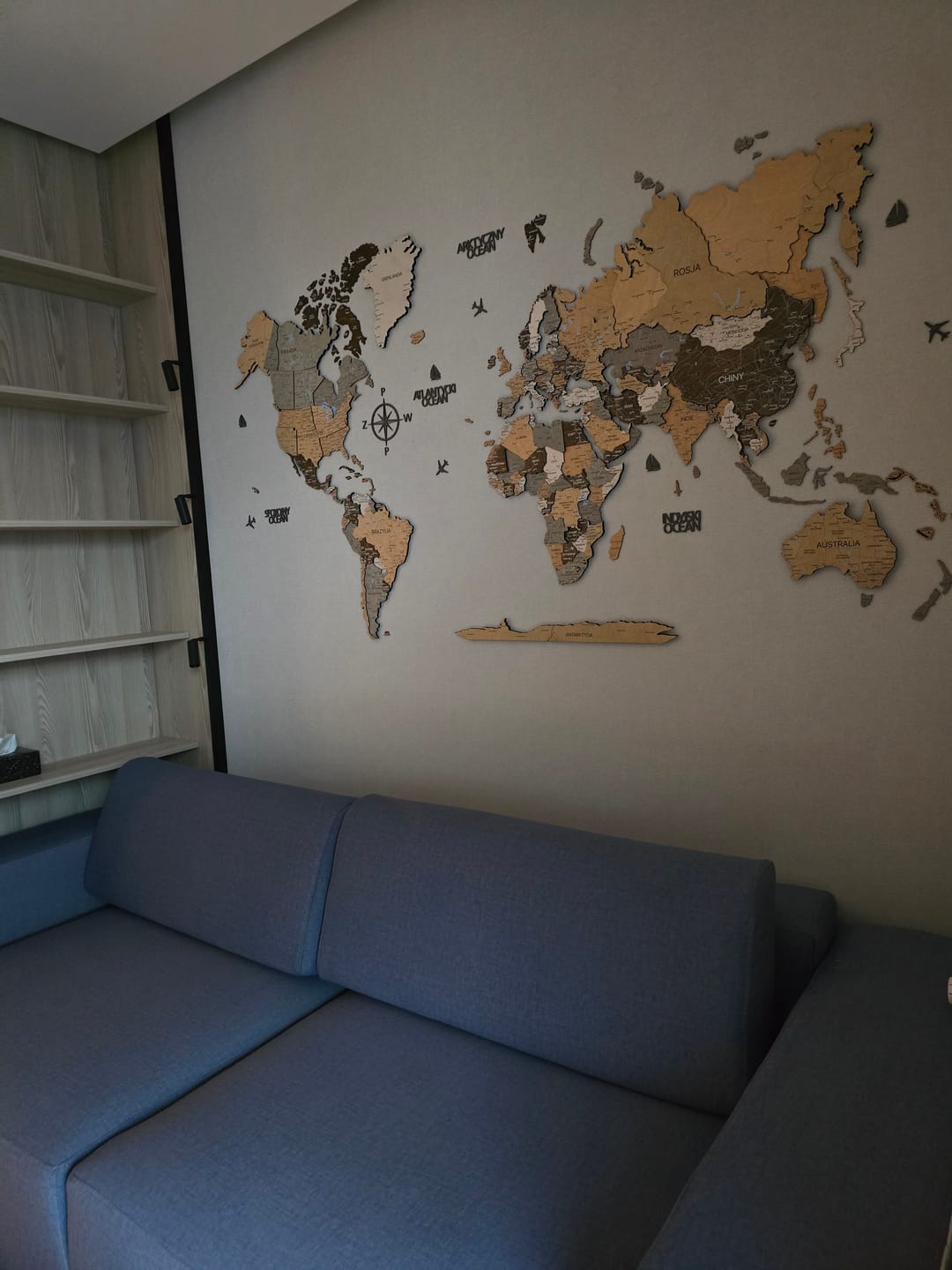 Customer photo review of Drewniana Mapa Świata 3D “Light Walnut”