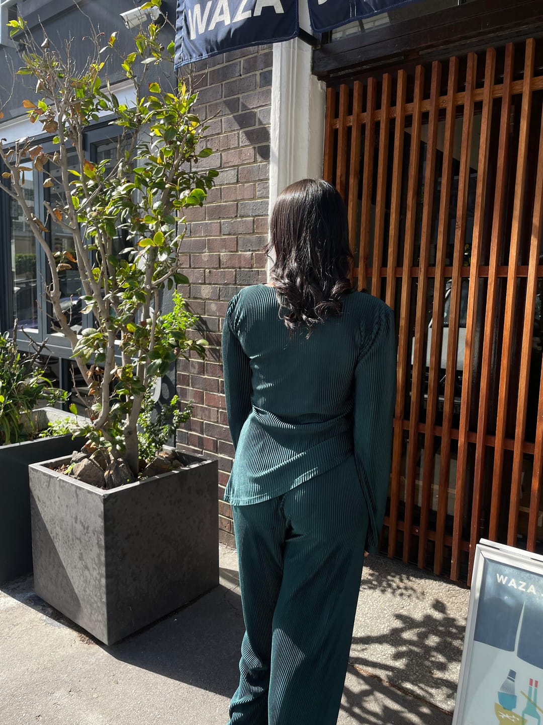 Customer photo review of Emerald Pleated Straight Leg Resort Pants