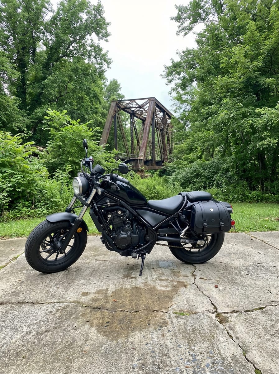 Customer photo review of 25L - SpiritBlade Large Honda Rebel 300/ABS CMX300 Leather Motorcycle Saddlebags