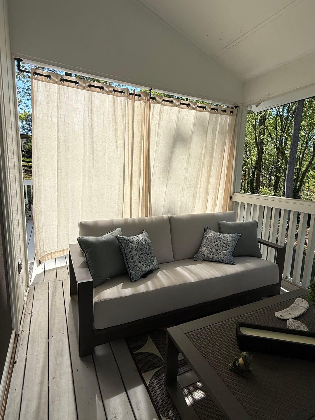 Customer photo review of Noah Linen Look Lightweight Waterproof Custom Outdoor Curtain