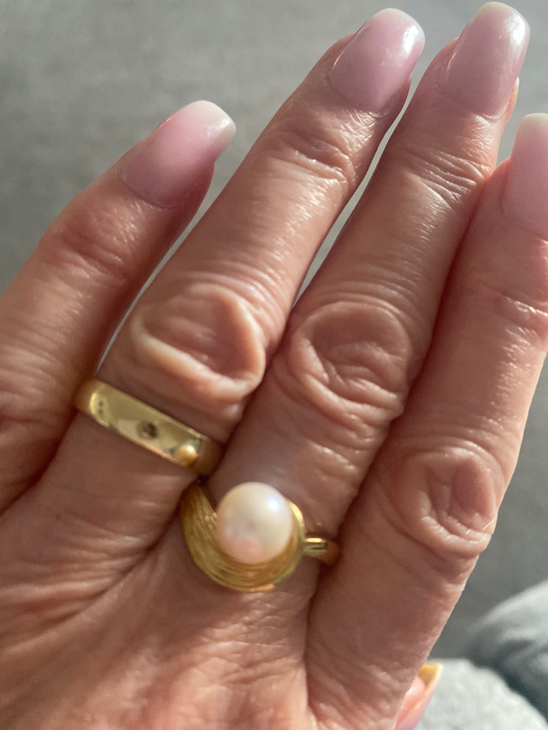Customer photo review of Ocean Wave Ring with White Freshwater Pearl
