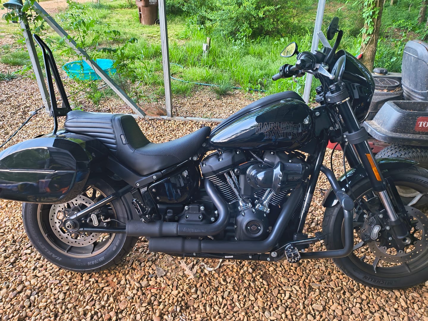 Customer photo review of Iron Born Blade 25" Sissy Bar with Foldable Luggage Rack for Harley Softail Low Rider S FXLRS Matte Black
