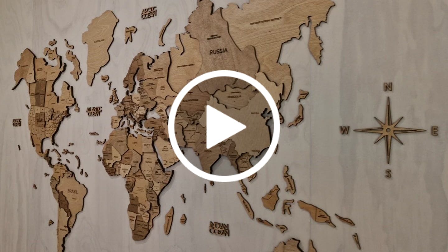 Customer video review of 3D Wooden World Map Gold