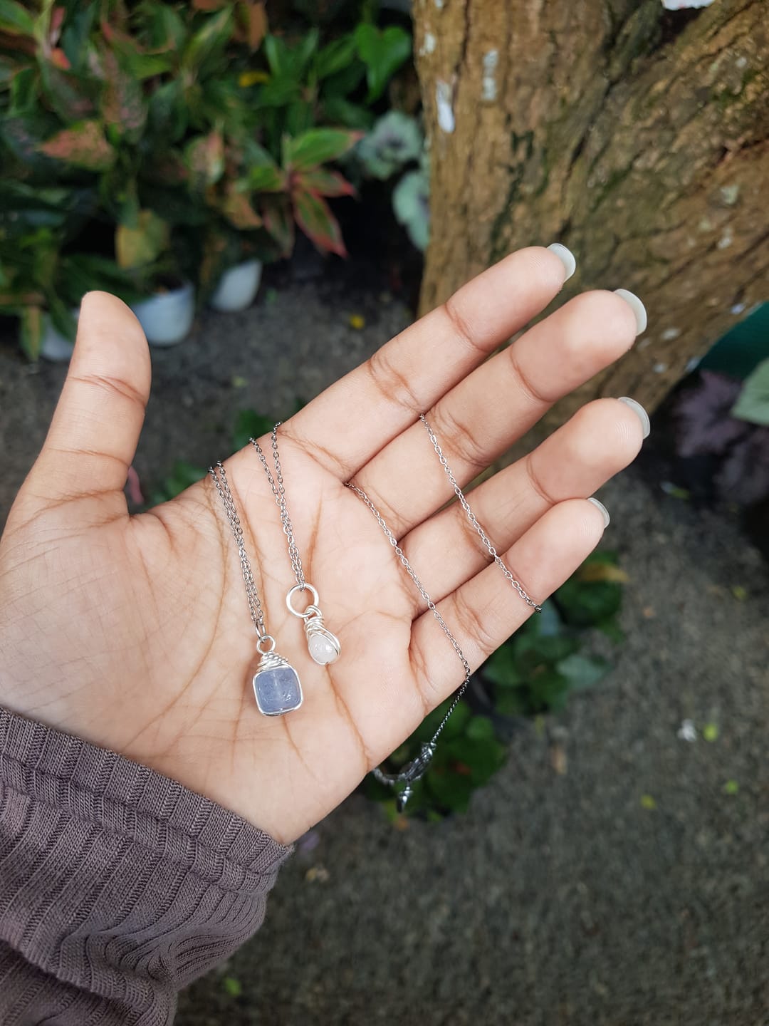 Customer photo review of Aquamarine Square Stone Necklace