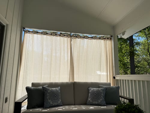Customer photo review of Noah Linen Look Lightweight Waterproof Custom Outdoor Curtain