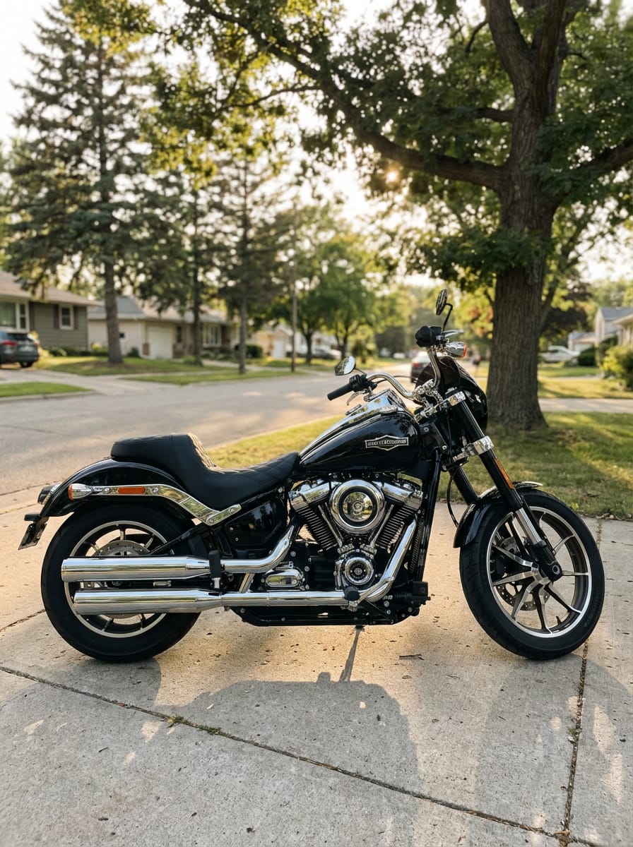 Customer photo review of Iron Born Diamond Stitch 2-Up Seat for Harley Softail Sport Glide FLSB