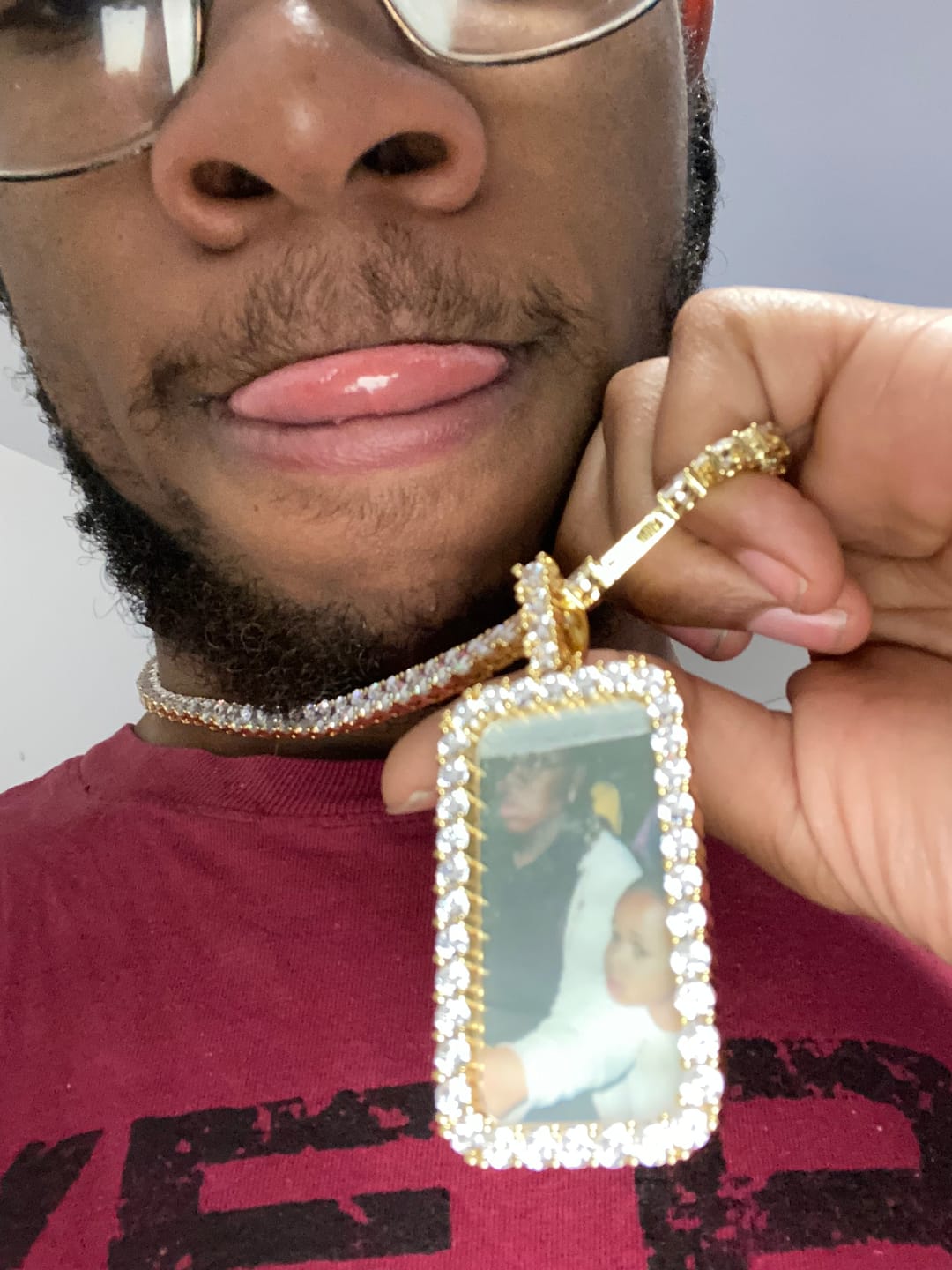 Customer photo review of Diamond Custom Image Rectangle Pendant