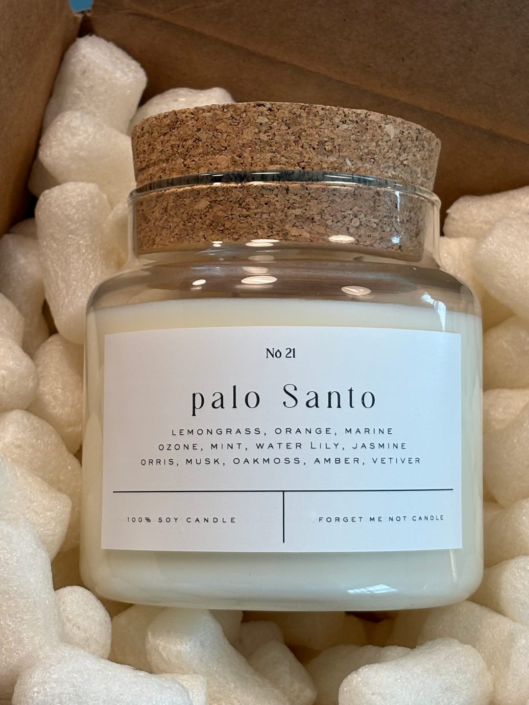 Customer photo review of Palo Santo 22 OZ GLASS CANDLE