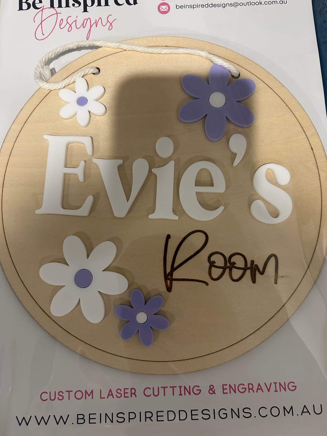 Customer photo review of Personalised Custom Name Plaque - Flowers| Kids Bedroom Door Sign