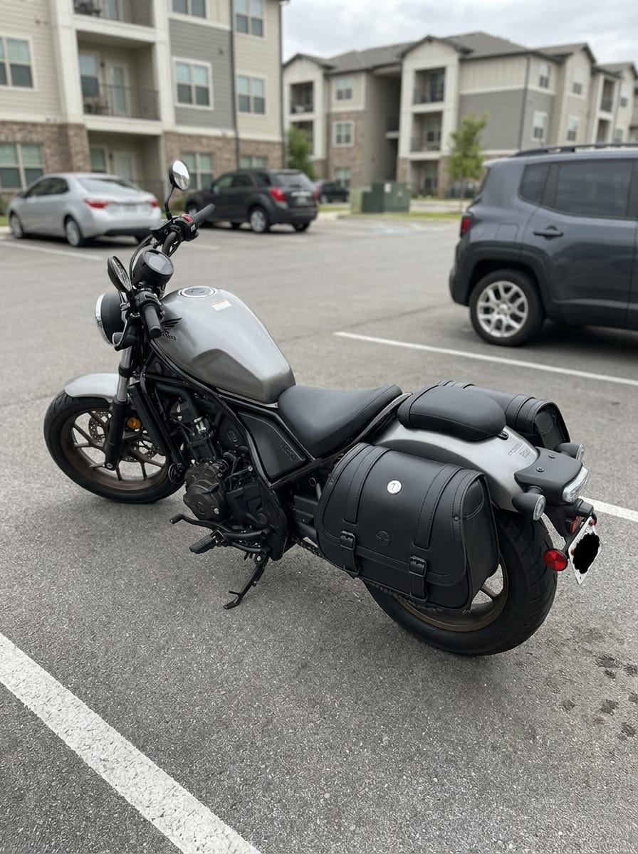 Customer photo review of 25L - SpiritBlade Large Honda Rebel 1100 CMX1100 Leather Motorcycle Saddlebags