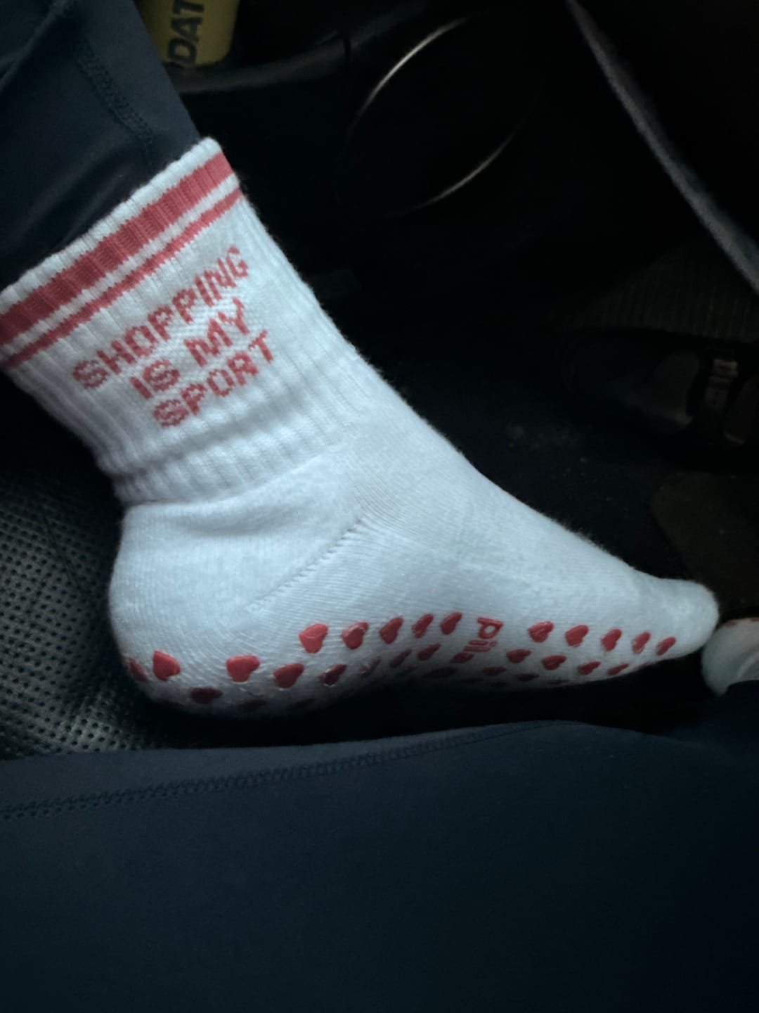Customer photo review of Shopping Is My Sport Grip Sock