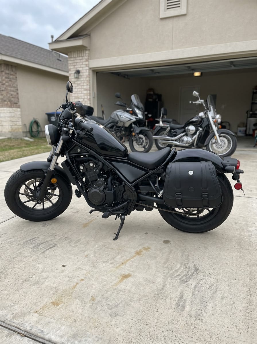 Customer photo review of 25L - SpiritBlade Large Honda Rebel 500/ABS CMX500 Leather Motorcycle Saddlebags