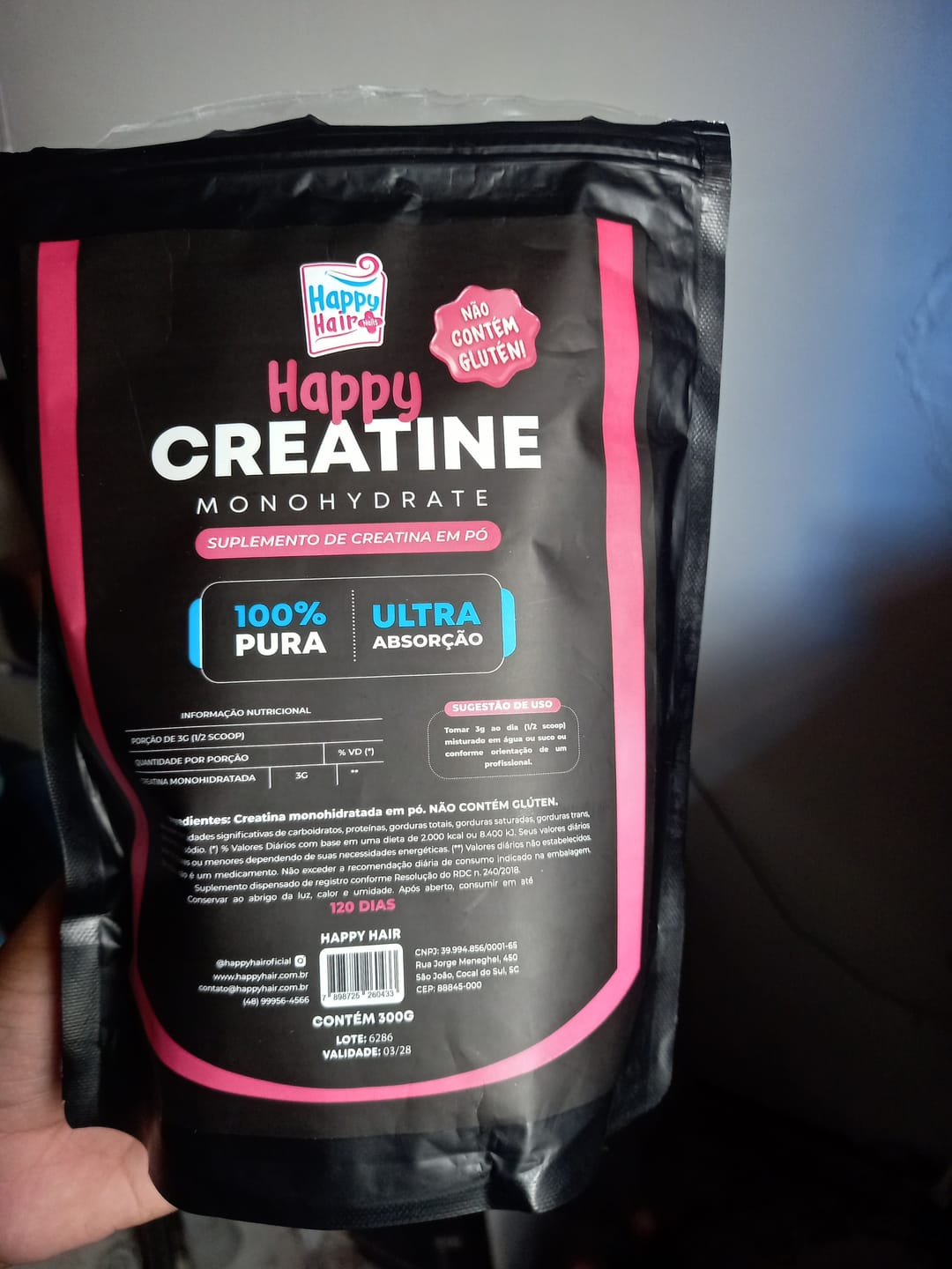 Customer photo review of Creatina Monohidratada 100% Pura 300g - Happy Creatine