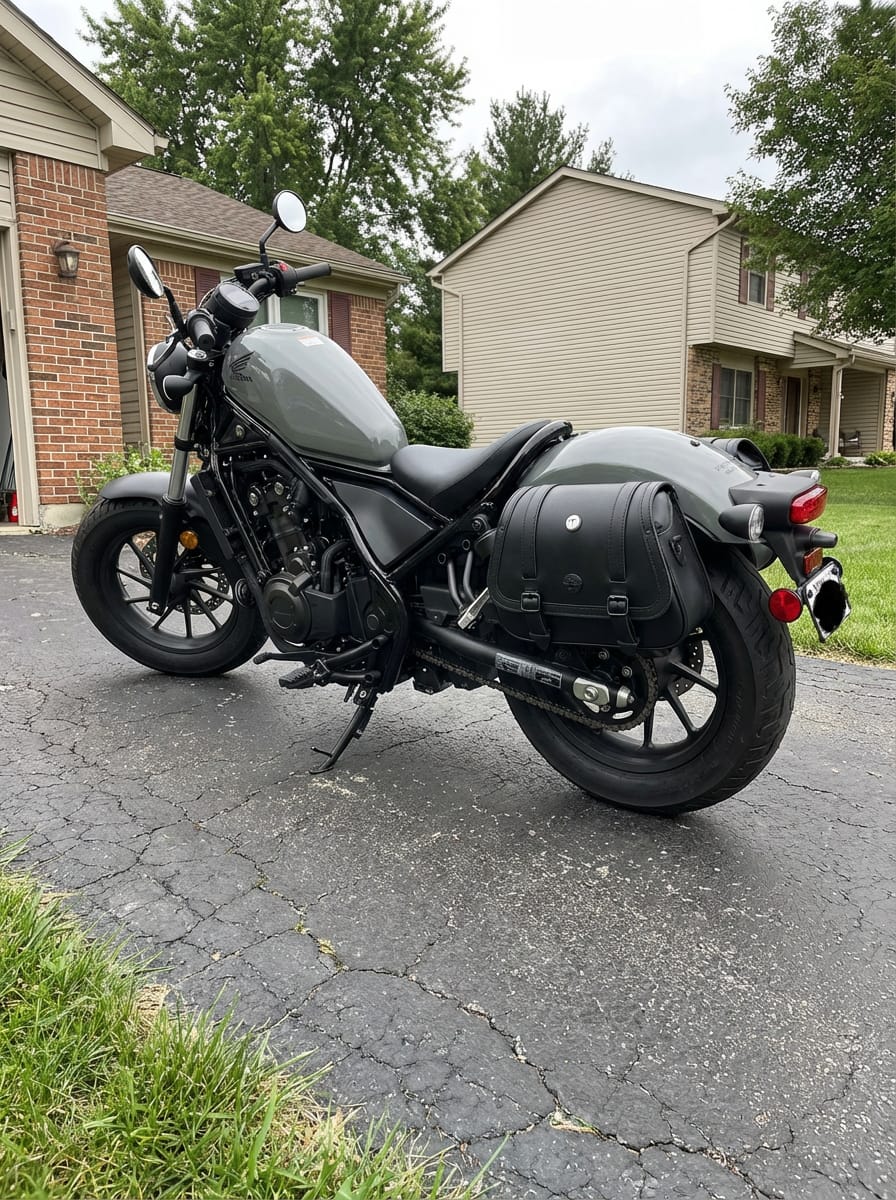 Customer photo review of 25L - SpiritBlade Large Honda Rebel 300/ABS CMX300 Leather Motorcycle Saddlebags