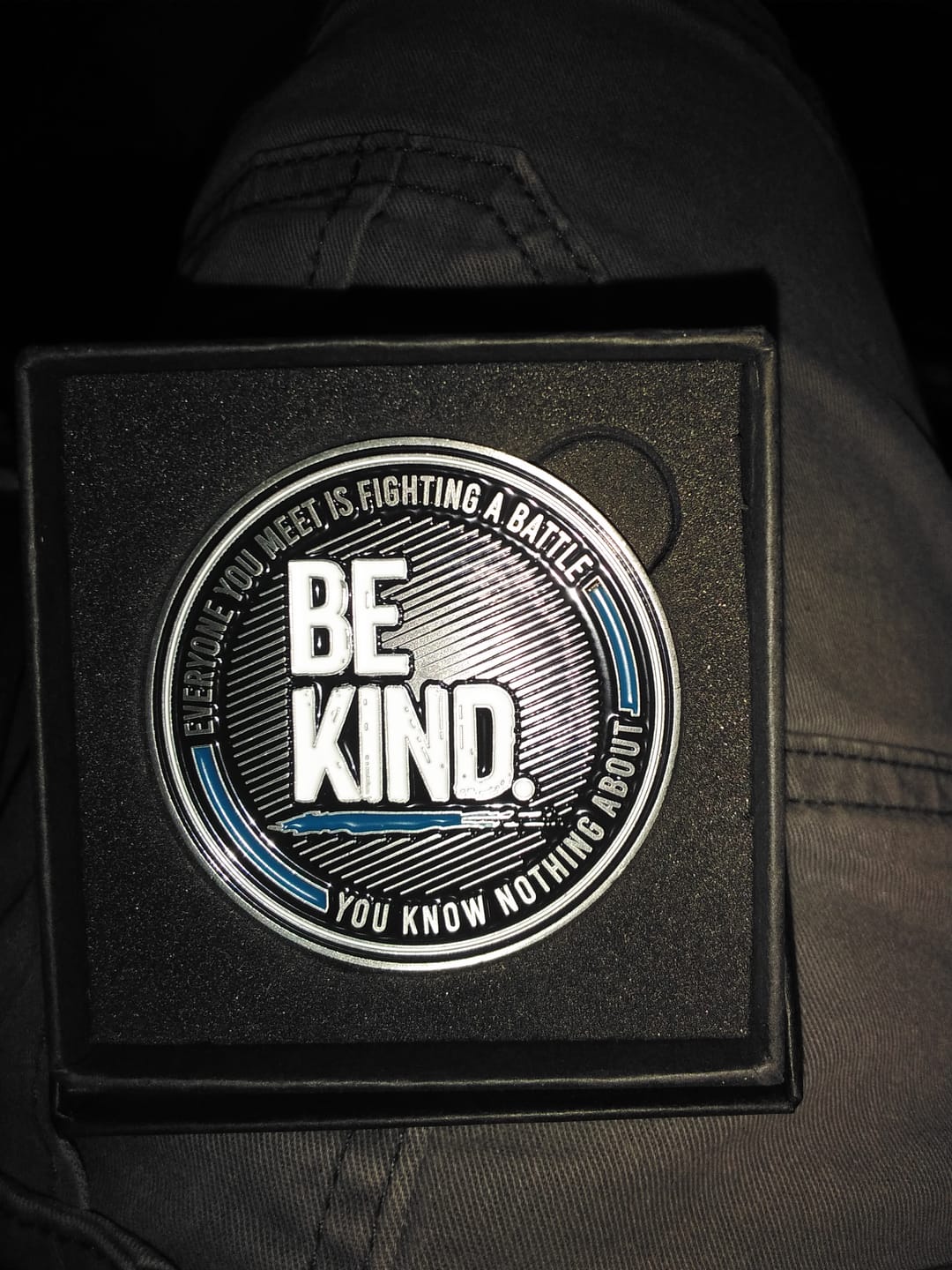 Customer photo review of Be Kind - Challenge Coin