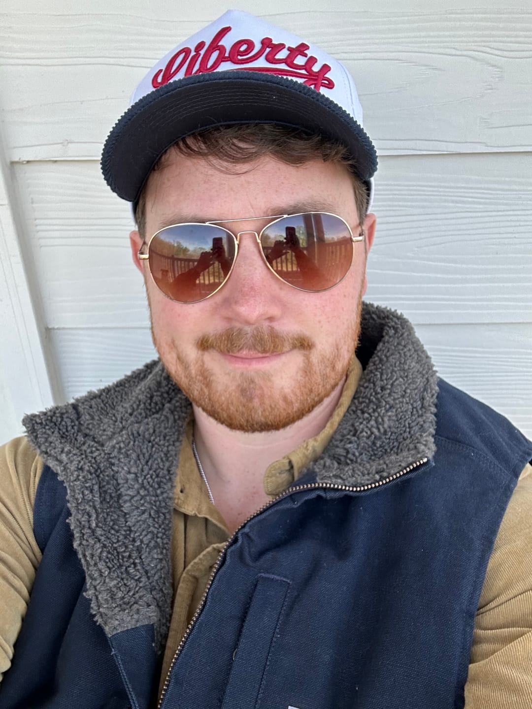 Customer photo review of Liberty White Navy Cord Brim Hat