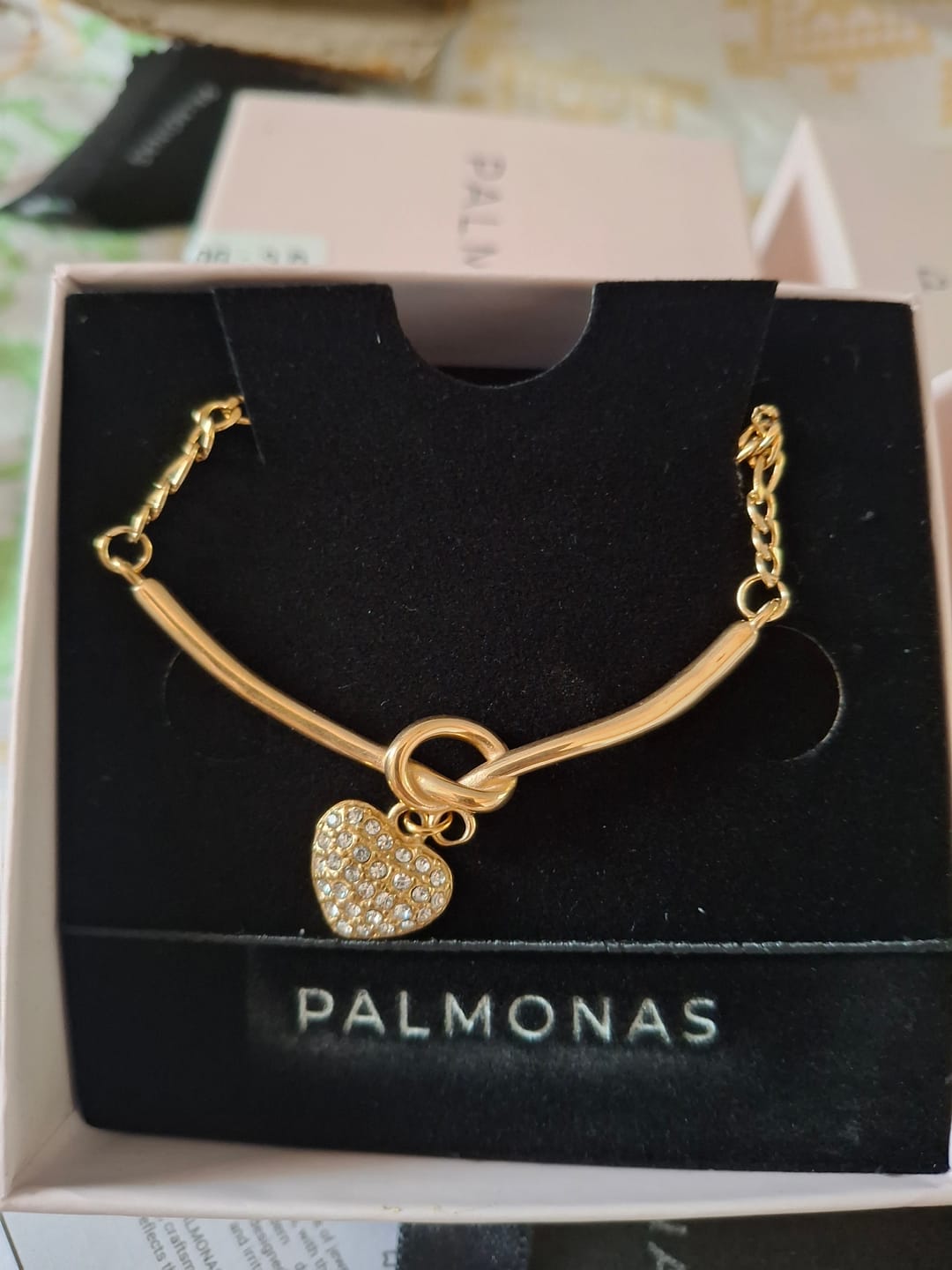 Customer photo review of Crystal Heart Charm Gold Necklace