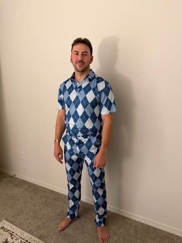 Customer photo review of Men's blue Argyle Polo