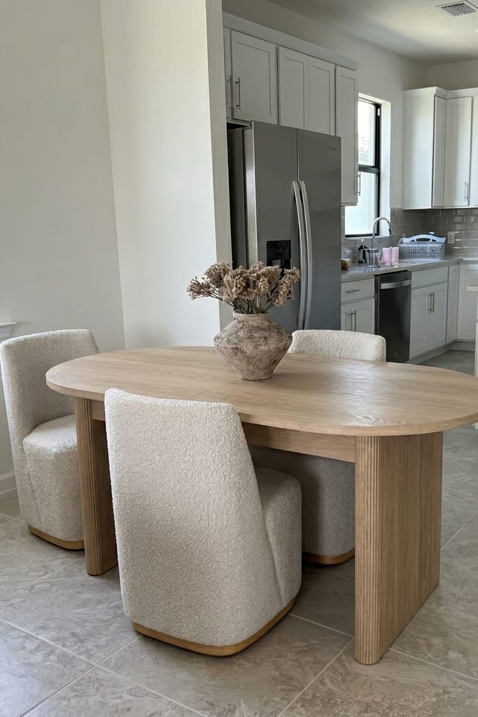Customer photo review of Todd Japandi Extendable Oval Wood Fluted Dining Table Seats 4–6 (63"–78.7")
