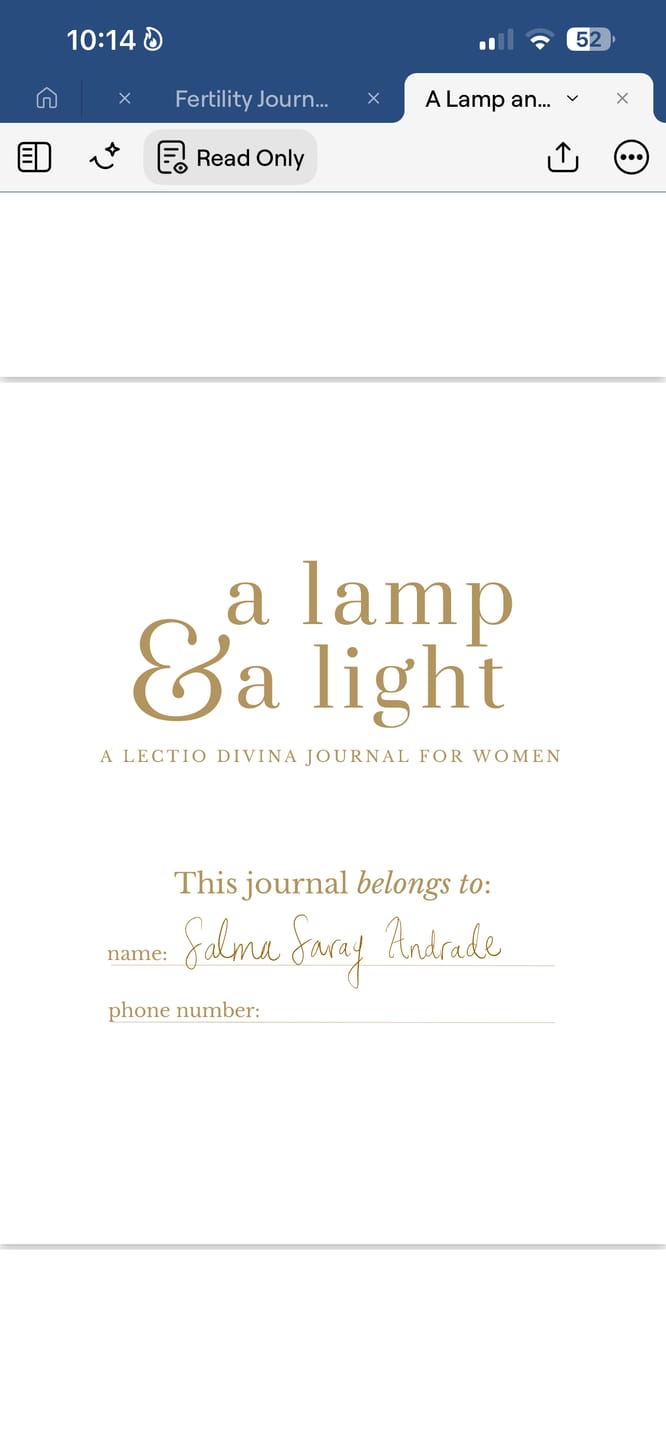 Customer photo review of A Lamp & A Light: A Lectio Divina Journal for Women