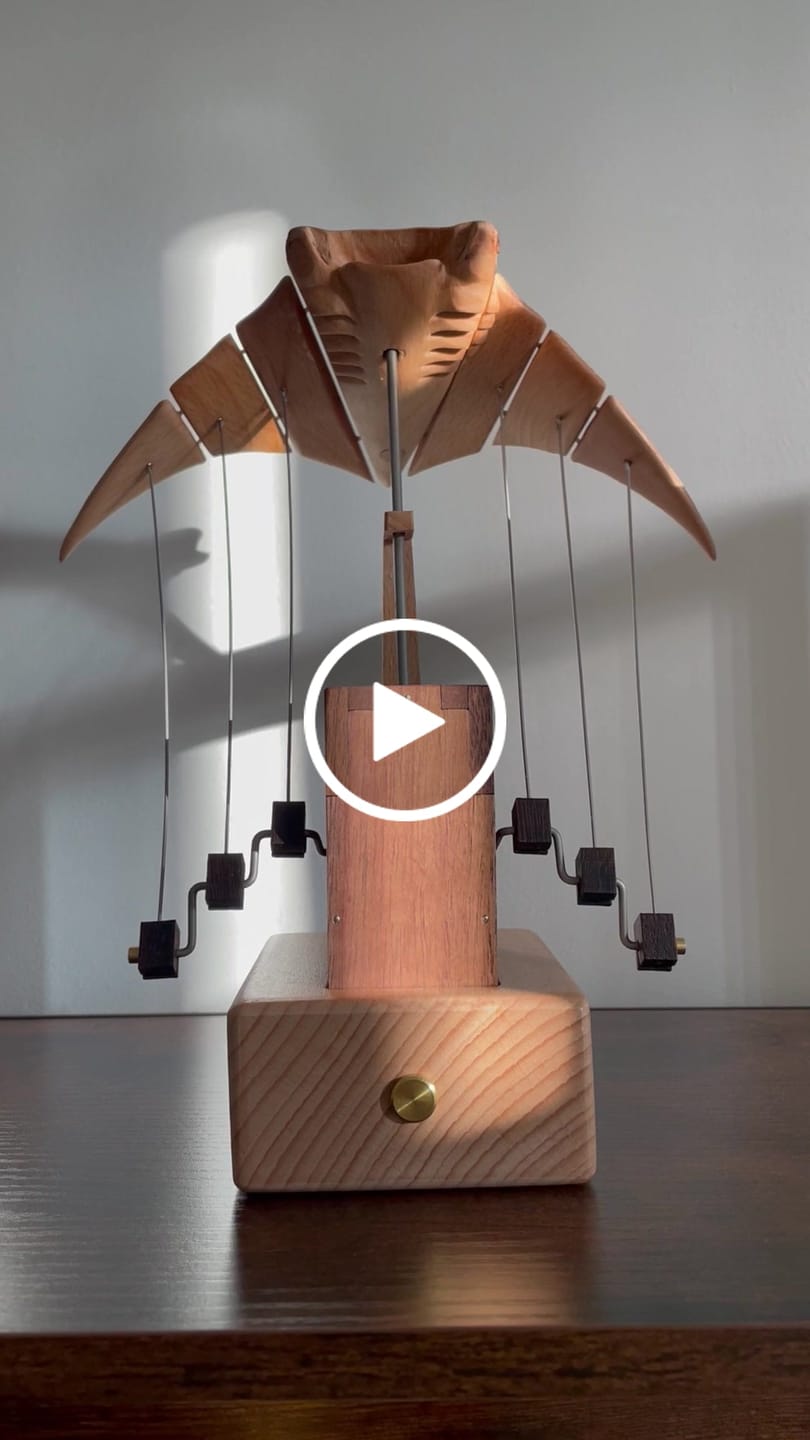 Customer video review of MarinerPoet™ Handcrafted Wooden Manta Ray Automaton