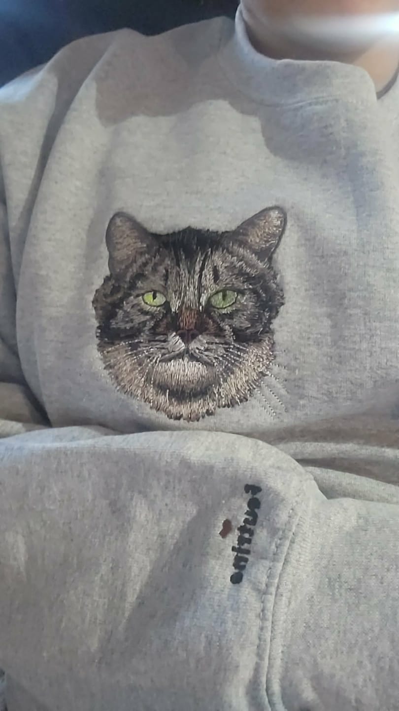 Customer photo review of Custom Embroidered Crewneck – Personalized Pet Sweatshirt for Pet Lovers