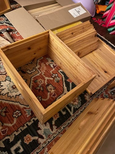 Customer photo review of MayBee Hives 10 Frame 4 Layer Cedar Wood Beehive Dipped in 100% Beeswax, Include 2 Deep Bee Boxes 2 Medium Super Bee Boxes with Pine Wooden Frames and Beeswax Plastic Foundation,Complete beehive kits