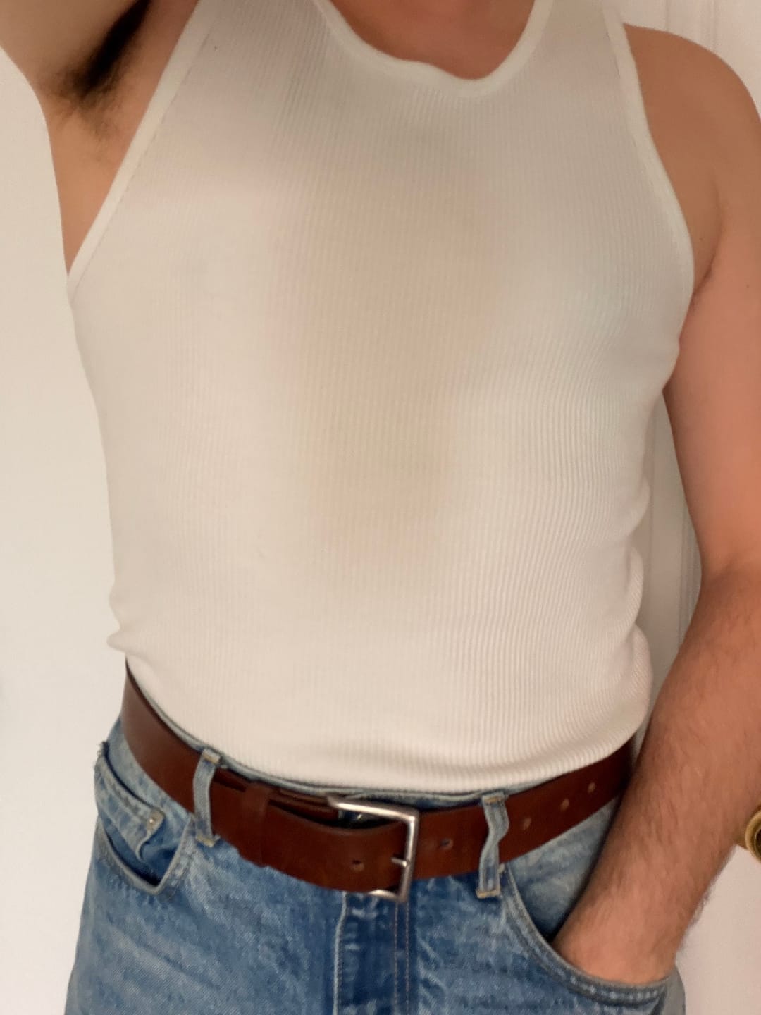 Customer photo review of 10.5 oz Cotton Tank Top - White
