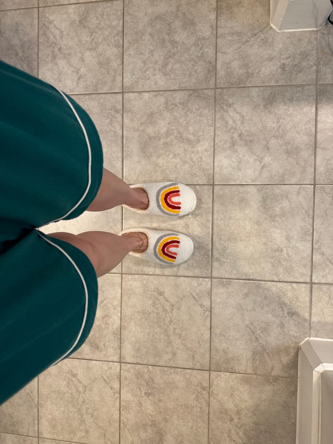 Customer photo review of Emma Rainbow Plush Slippers