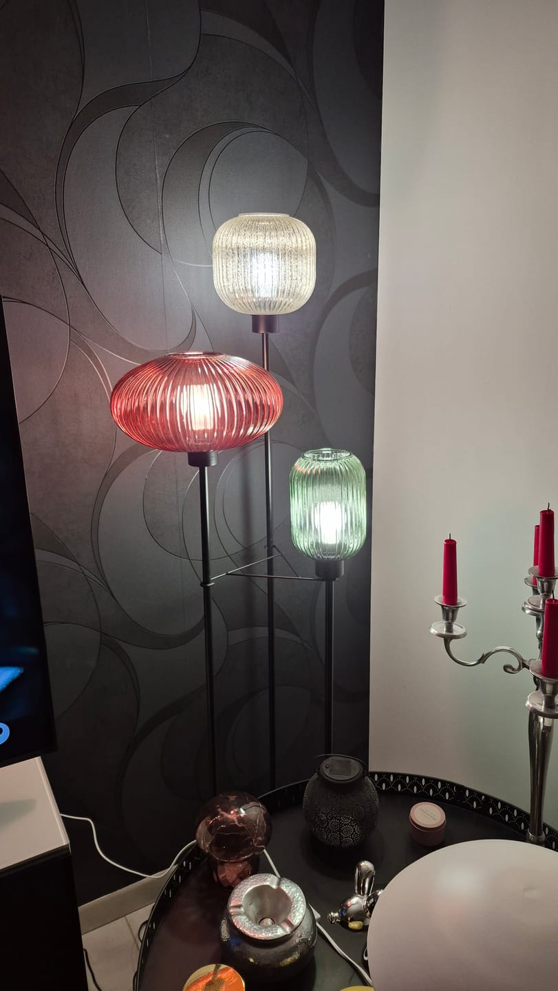 Customer photo review of Lampadaire en verre vintage CRISTALI | 3 luminaires à personnaliser