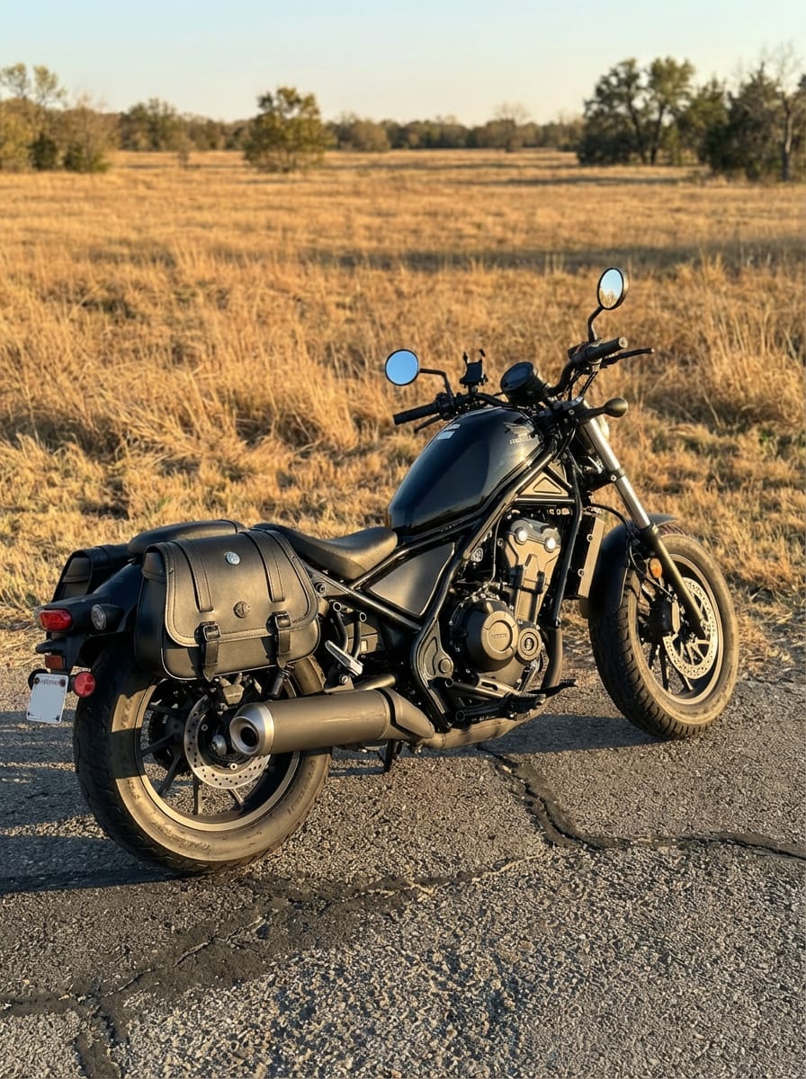 Customer photo review of 25L - SpiritBlade Large Honda Rebel 500/ABS CMX500 Leather Motorcycle Saddlebags