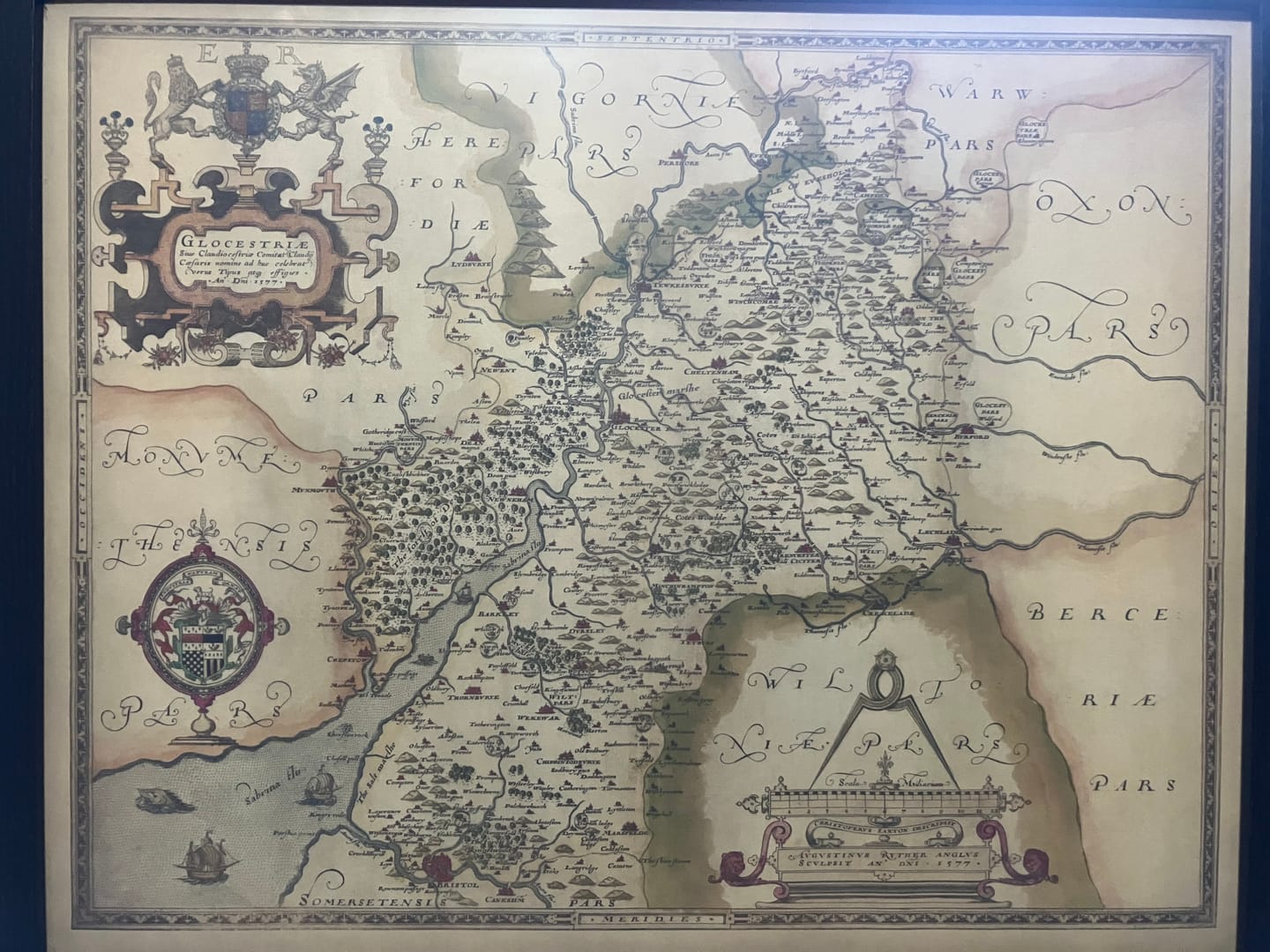 Customer photo review of Rare Old Map of Gloucestershire, 1575 by Saxton - Bristol, Cheltenham, Cotswolds, Tewkesbury, Cirencester, Stroud