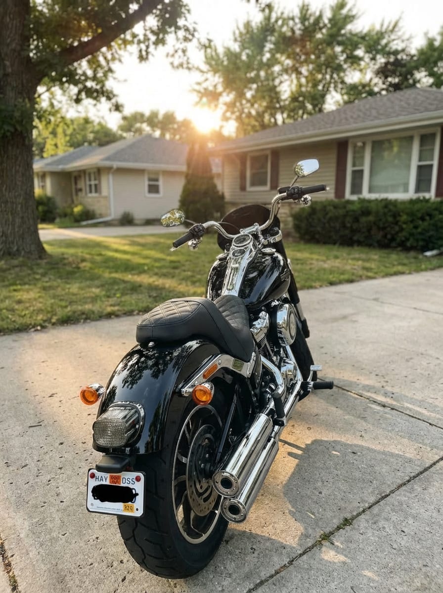 Customer photo review of Iron Born Diamond Stitch 2-Up Seat for Harley Softail Sport Glide FLSB