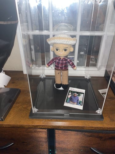 Customer photo review of Dolly® Personalized Crochet Doll with Photo Card