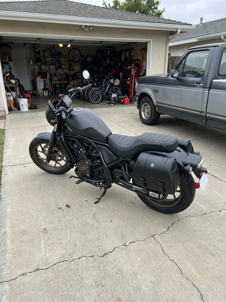 Customer photo review of 25L - SpiritBlade Large Honda Rebel 1100 CMX1100 Leather Motorcycle Saddlebags