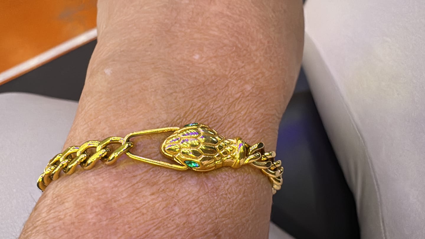 Customer photo review of Pulseira Serpente Banhado em Ouro 18K