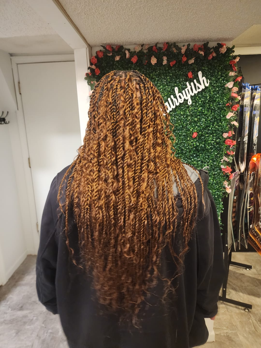 Customer photo review of Copper Color Deep Wave Bulk Hair Extensions for Braiding