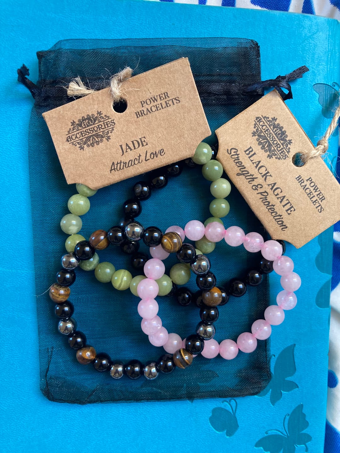 Customer photo review of Triple protection - beaded bracelet; black obsidian, tiger's eye and hematite