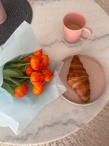 Customer photo review of Orange Real touch tulips (3 stems)