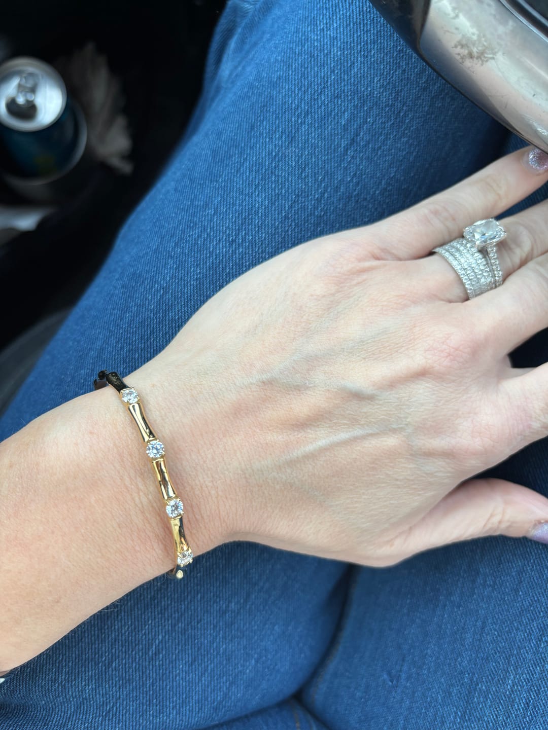 Customer photo review of Bamboo Bangle With Stones