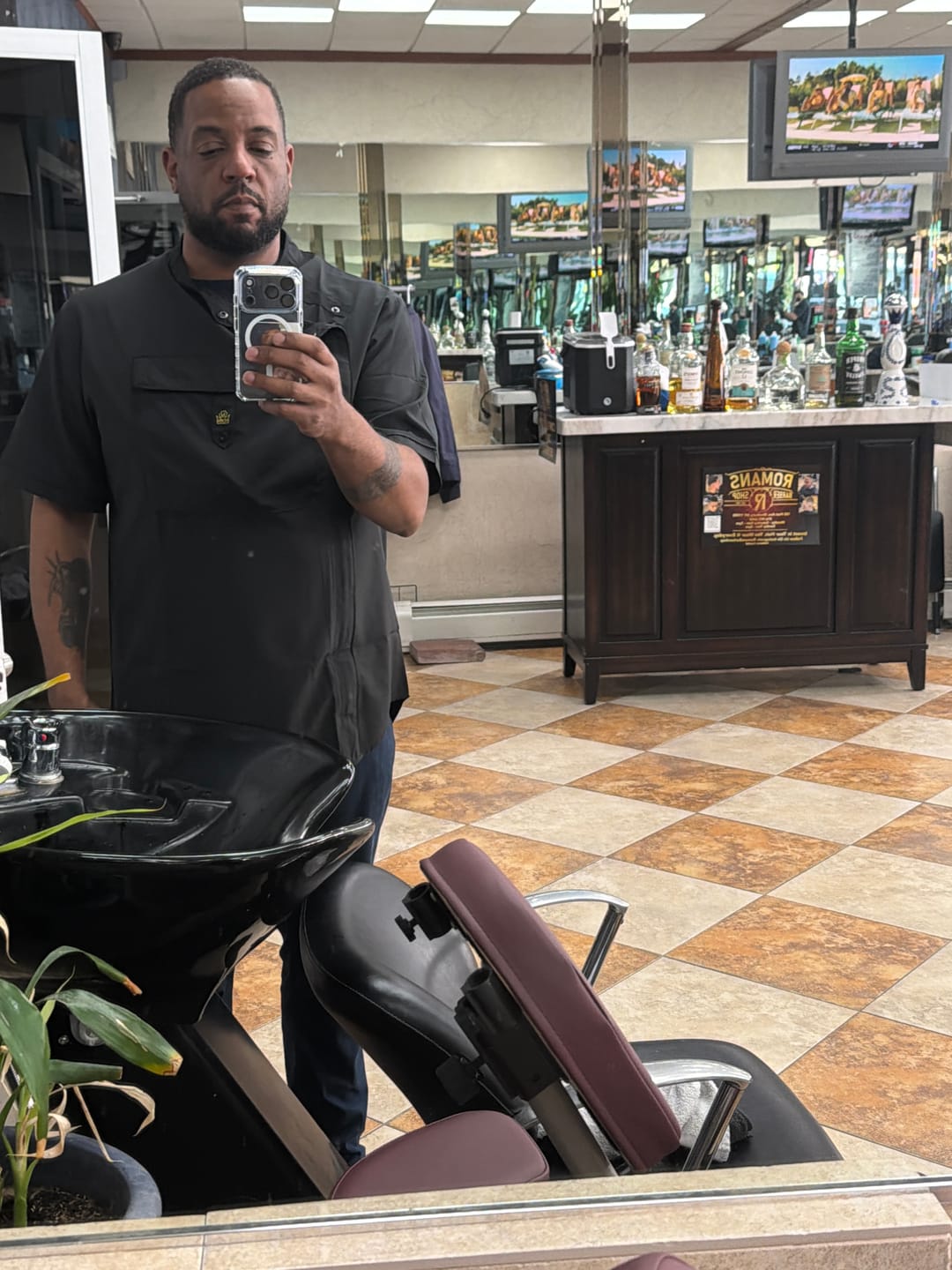 Customer photo review of Barber Smock- Old New York- Black