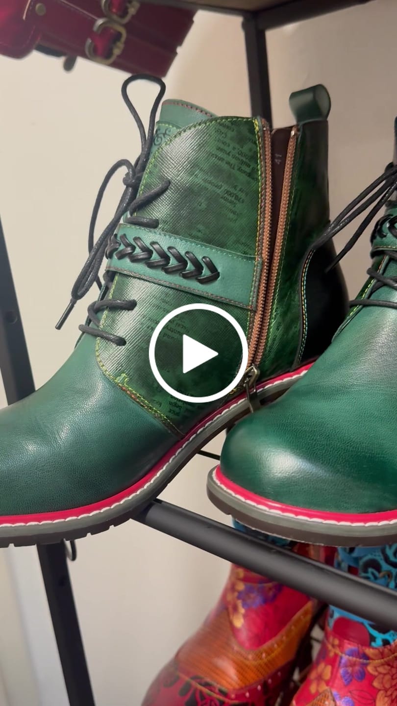 Customer video review of Retro Casual Style Strap Low Heel Booties