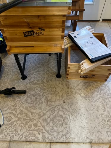 Customer photo review of MayBee Hives Unassembled 10 Frame Deep Bee Box BeesWax Coated Bee Hives Includes Pine Wood Frame, BeesWaxed Foundation Sheets