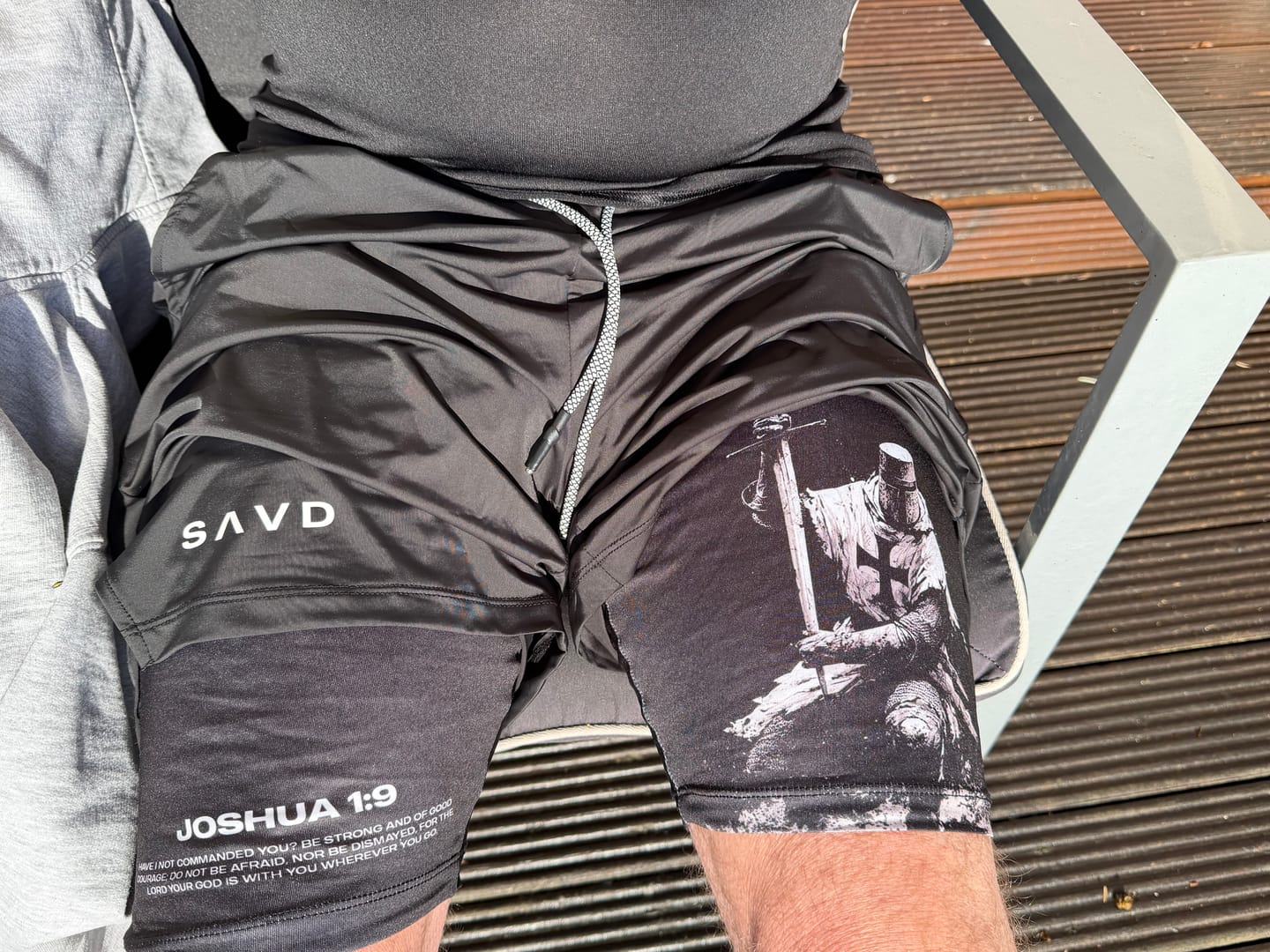 Customer photo review of Joshua 1:9 ’Sword of Courage’ Men’s Performance Shorts